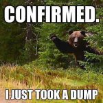 Meme with Bear: Confirmed. I Just Took A Dump